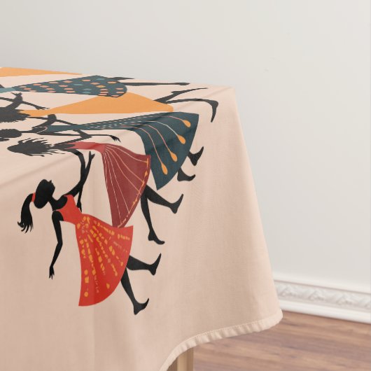 Neun Damen tanzen Stencil Retro Stil 4 Tischdecke (Beispiel)