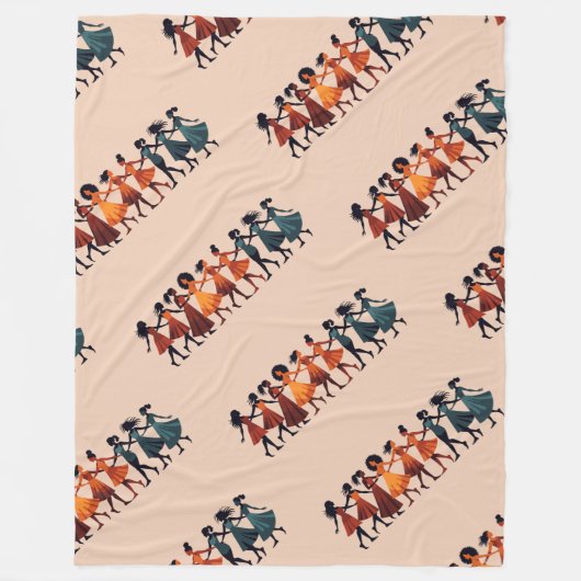 Neun Damen tanzen Stencil Retro Style 3 Fleecedecke (Vorderseite)