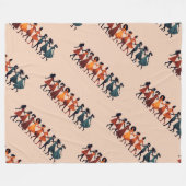 Neun Damen tanzen Stencil Retro Style 3 Fleecedecke (Vorderseite (Horizontal))