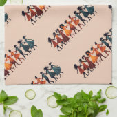 Neun Damen tanzen Stencil Retro Style 3 Geschirrtuch (Gefaltet)