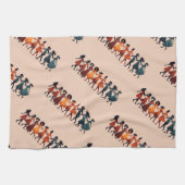 Neun Damen tanzen Stencil Retro Style 3 Geschirrtuch (Horizontal)