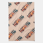 Neun Damen tanzen Stencil Retro Style 3 Geschirrtuch (Vertikal)