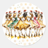 Neun Damen tanzen | Zwölf Tage Weihnachten Runder Aufkleber (Vorderseite)