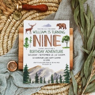 Neun Explorer Boy Birthday Einladung
