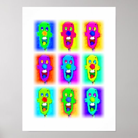 Neun farbenfrohe kahle Clowns: Poster (Vorne)