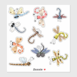 Neun farbige Libellen Vinyl Aufkleber