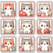 Neun Feline Emotions Aufkleber (Vorderseite)