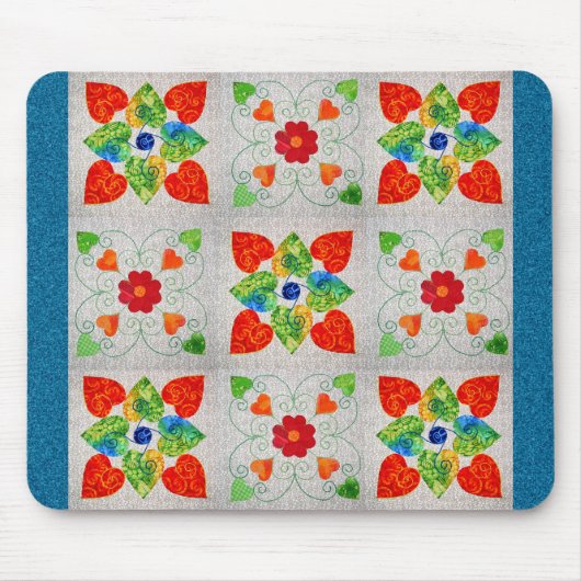 Neun Flecken-Herz-Steppdecke Mousepad (Vorne)