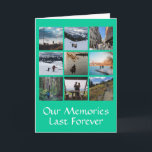 Neun Foto Collage benutzerdefinierte Grußkarte Karte<br><div class="desc">Diese durchdachte Grußkarte enthält neun Fotos in einem einfachen Rasterlayout mit bearbeitbarem Text, d.h. Titel, Jahr oder Nachricht am unteren Rand in zwei bequemen Zeilen. Klicken Sie auf Personalisieren, um Ihre Fotos hinzuzufügen, und jedes Foto passt in die richtige Position. Macht ein wunderbares Geschenk für Ehepartner, Kinder, Familie, Freunde, Mitarbeiter...</div>