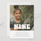 Neun - Groovy Foto Geburtstagsfeier Einladung (Vorderseite)