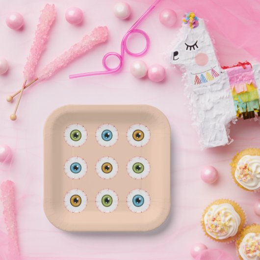 Neun Halloween Eyes farbenfrohe Augenbrauen Hallow Pappteller (Party)