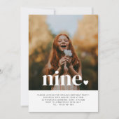 Neun Herzinfarkt Foto Erster Geburtstag Einladung (Vorderseite)