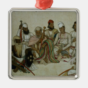 Neun Höflinge und Bedienstete Rajas Silbernes Ornament