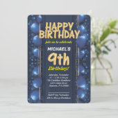 Neun Jahre alte Jungen Geburtstagsfeier Einladung (Stehend Vorderseite)