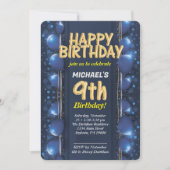 Neun Jahre alte Jungen Geburtstagsfeier Einladung (Vorderseite)
