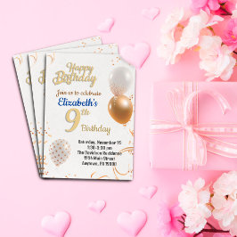 Neun Jahre alte Mädchen Geburtstagseinladung Folieneinladung