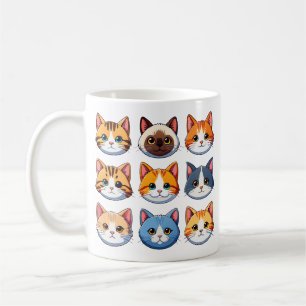 Neun Katzen sehen sich anderen Rassen gegenüber Kaffeetasse