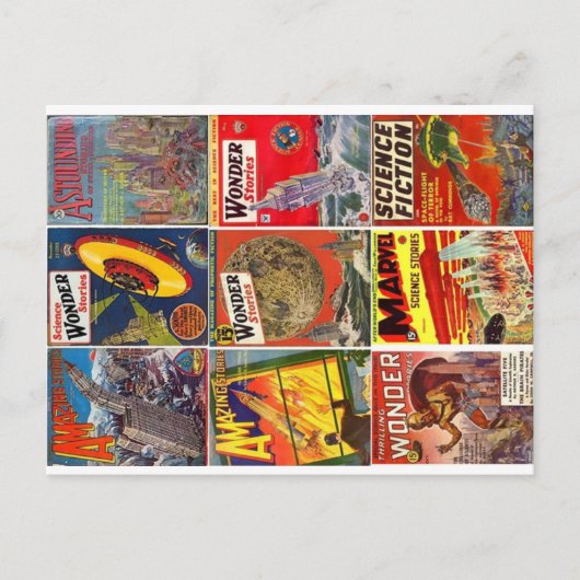 Neun klassische Puls-Science Fiction-Cover Postkar Postkarte (Vorderseite)