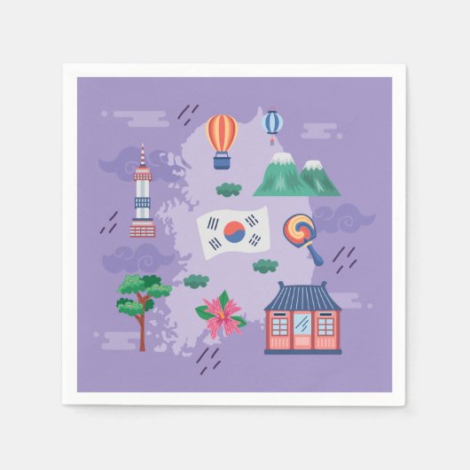 neun koreanische Kultur-Icons Serviette (Vorderseite)