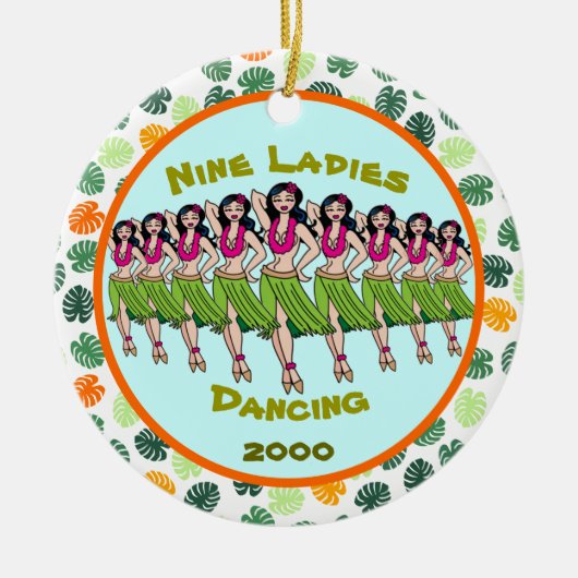 Neun Ladys Dancing - Keramik Orname Ornament (Vorne)