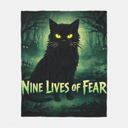 Neun Leben der Angst – Schwarze Katze Fleecedecke (Vorderseite)