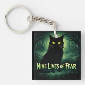 Neun Leben der Angst – Schwarze Katze Schlüsselanhänger