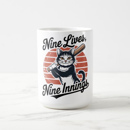 Neun Leben Neun Innings Baseball-Katze  Kaffeetasse (Mittel)