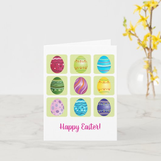 Neun Ostereier Urlaub Karte (Gelbe Blume)