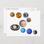 Neun Planeten im Sonnensystem Postkarte (Vorne/Hinten)