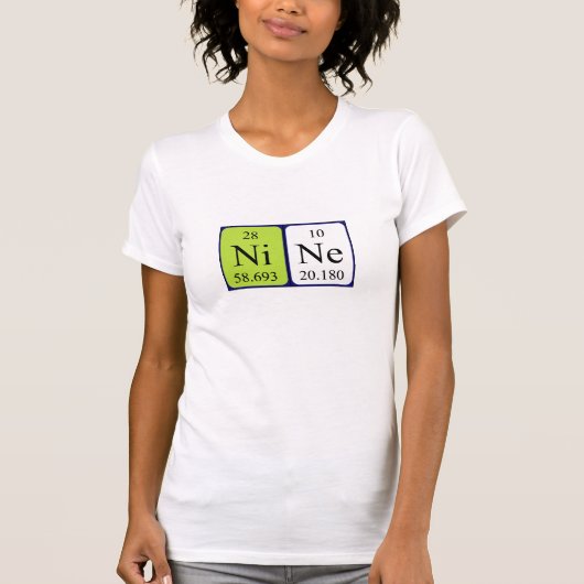 Neun Shirts für die periodische Tabellenbezeichnun (Vorderseite)