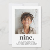 Neun Square Foto Erster Geburtstag Einladung (Vorderseite)