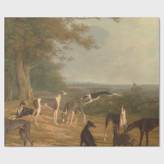 Neun Windhunde in einer Landschaft Jacques Laurent Geschenkpapier (Flach)