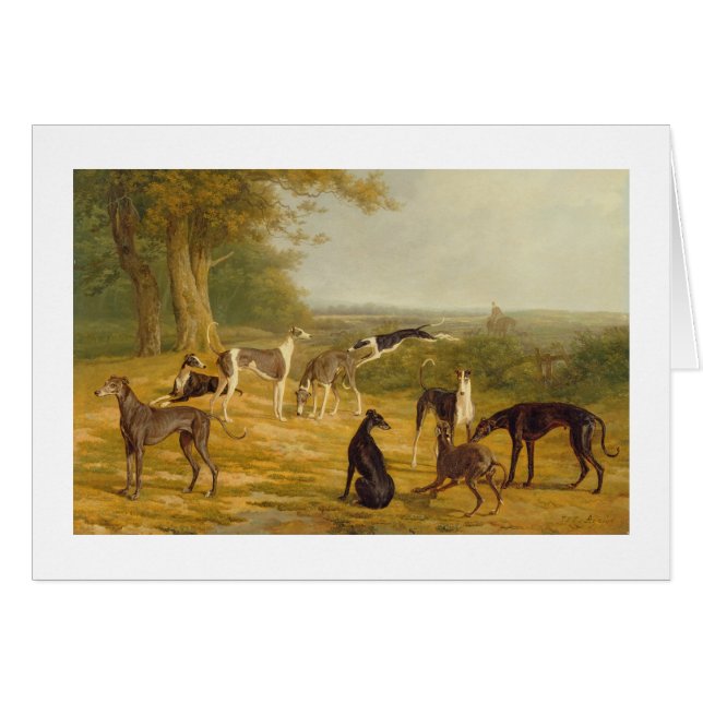 Neun Windhunde in einer Landschaft (Öl auf (Vorderseite (Horizontal))