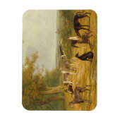 Neun Windhunde in einer Landschaft (Öl auf Leinwan Magnet (Vertikal)