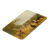 Neun Windhunde in einer Landschaft (Öl auf Leinwan Magnet (Linke Seite)