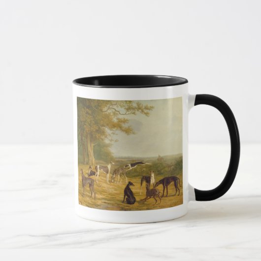 Neun Windhunde in einer Landschaft (Öl auf Tasse (Rechts)