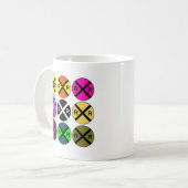Neun Zeichen farbige Bahnübergänge Kaffeetasse (Vorderseite Links)