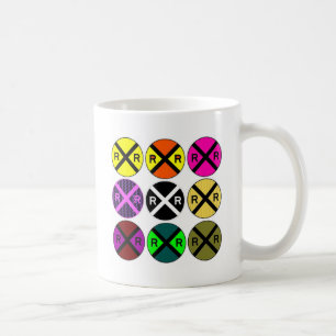 Neun Zeichen farbige Bahnübergänge Kaffeetasse