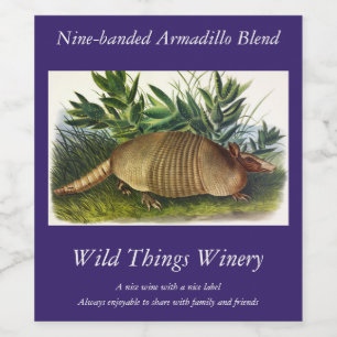Neunbanded, Armadillo mit langer Nase von Audubon Weinetikett