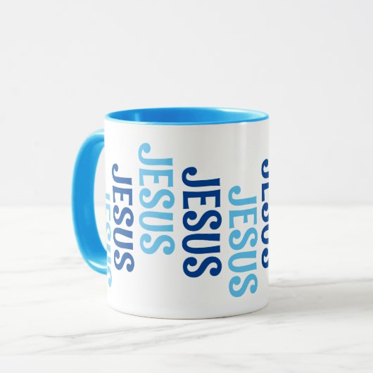 Neunfache Jesus Blue und Weiße Tasse (Vorderseite Links)
