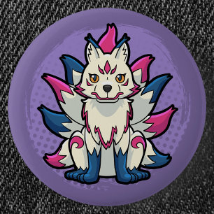 Neunschwänziger Fuchs- Yokai Kitsune Button