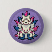 Neunschwänziger Fuchs- Yokai Kitsune Button (Vorderseite)