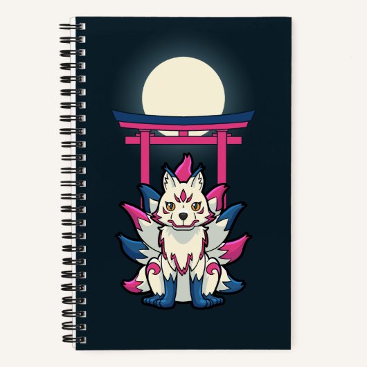 Neuntails Kitsune - Japanischer Fox Yokai Notizblock (Vorderseite)