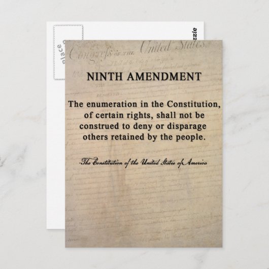 Neunte Änderung Postkarten (Vorne/Hinten)