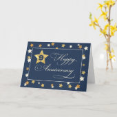Neunte Anniversary Navy Gold Effect Stars Karte (Gelbe Blume)