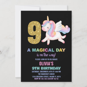 Neunte Rainbow Unicorn Geburtstagseinladungen Schw Einladung