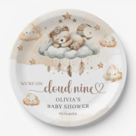 Neunteddybär, hellbraune Elfenbeinwolke Pappteller