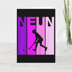 Neunter 9. Geburtstag Feldhockey-Spiel Hockey-Mädc Karte
