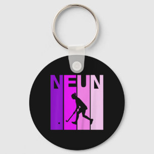 Neunter 9. Geburtstag Feldhockey-Spiel Hockey Mädc Schlüsselanhänger