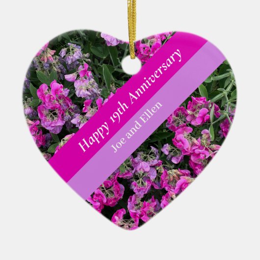 Neunzehnte Hochzeit Jahrestag Sweet Pea Keramik Ornament (Vorne)